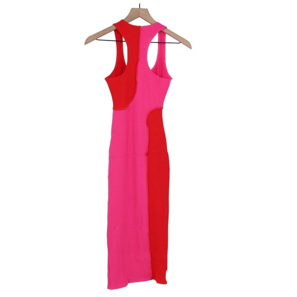 naked wardrobe Pink and Red Colorblock Midi Dress - Picture 4 of 4